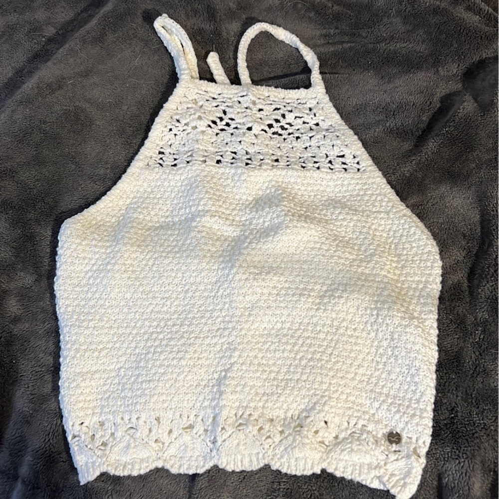 Hollister White Cropped Sweater